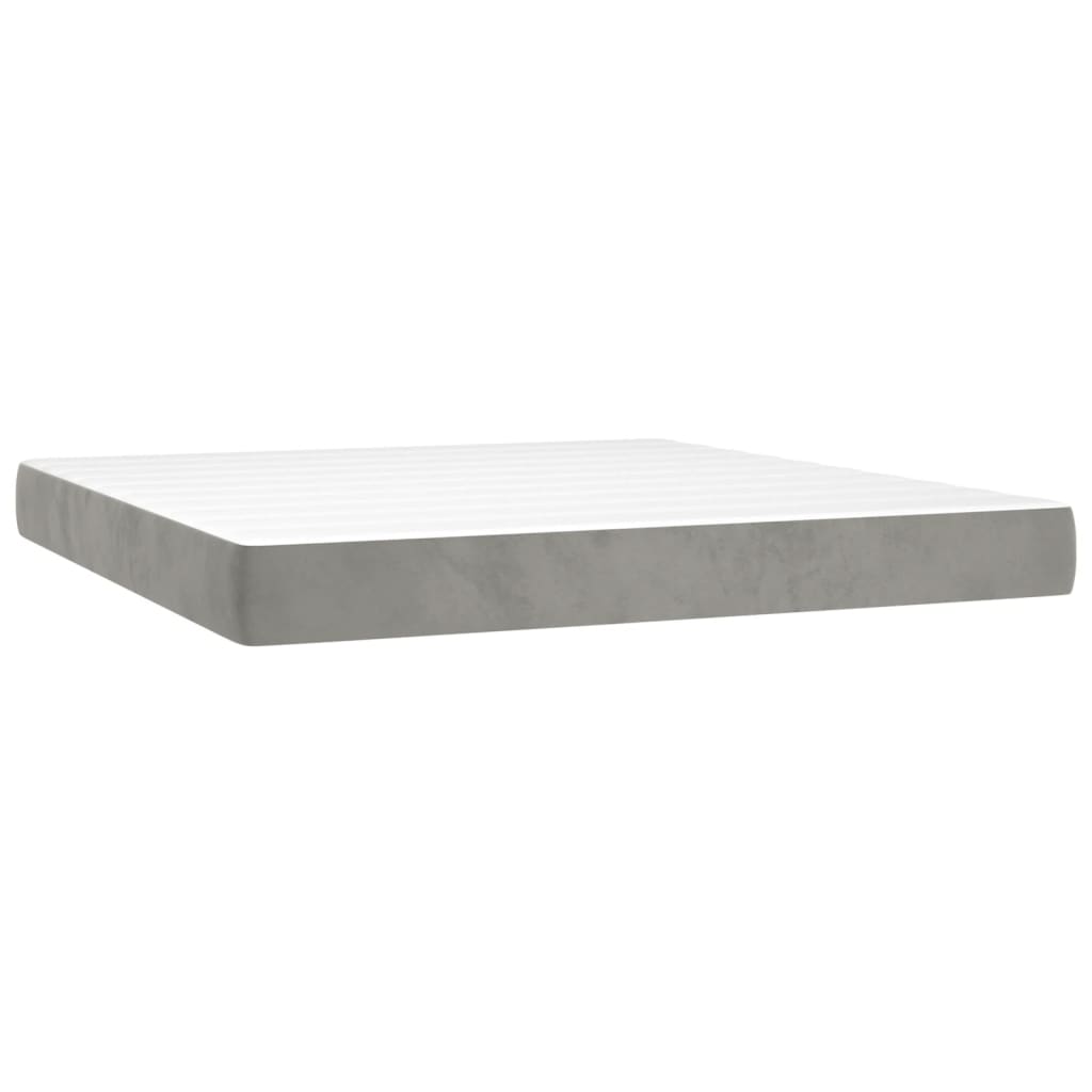 vidaXL Κρεβάτι Boxspring με Στρώμα & LED Αν.Γκρι 180x200 εκ. Βελούδινο
