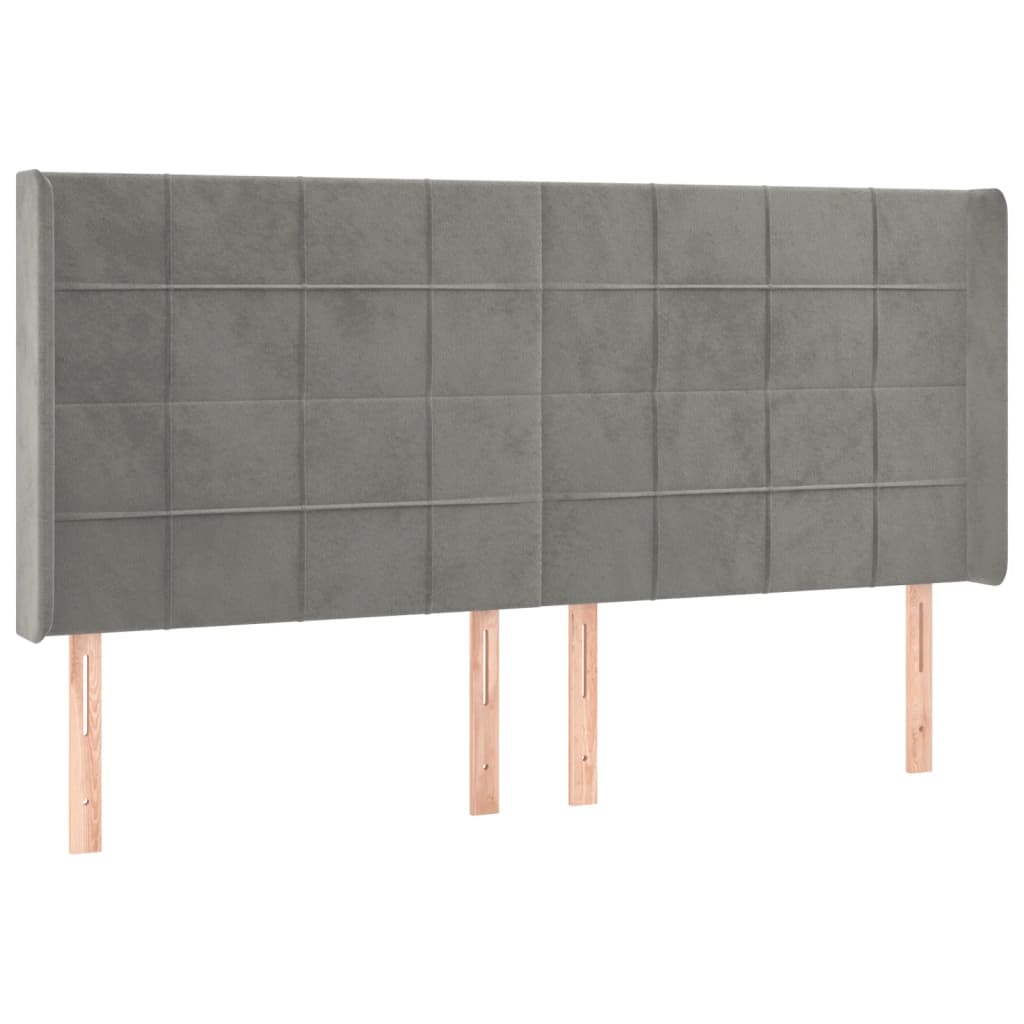vidaXL Κρεβάτι Boxspring με Στρώμα & LED Αν.Γκρι 180x200 εκ. Βελούδινο