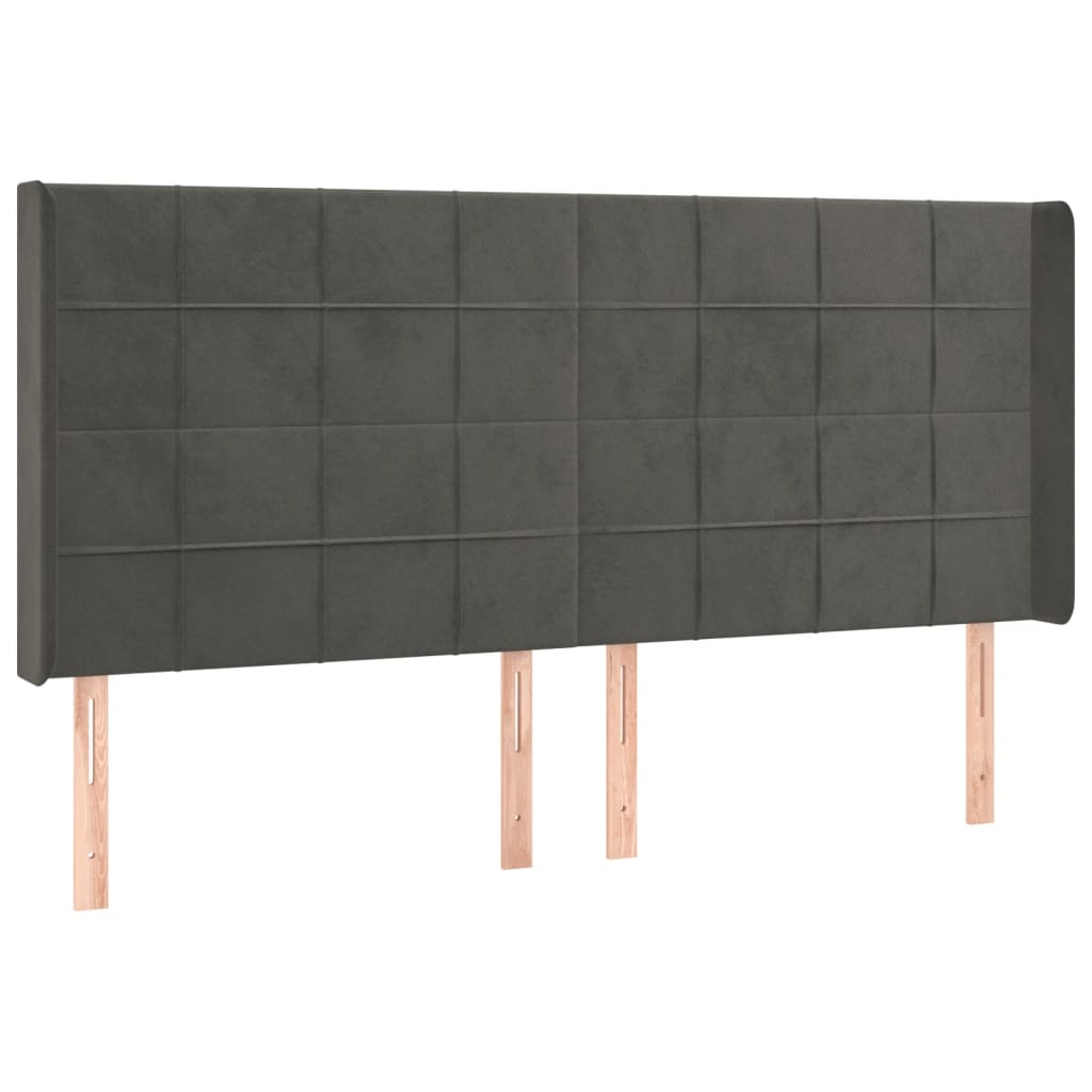 vidaXL Κρεβάτι Boxspring με Στρώμα & LED Σκ. Γκρι 180x200εκ. Βελούδινο