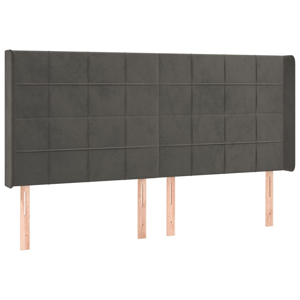 vidaXL Κρεβάτι Boxspring με Στρώμα & LED Σκ. Γκρι 200x200εκ. Βελούδινο