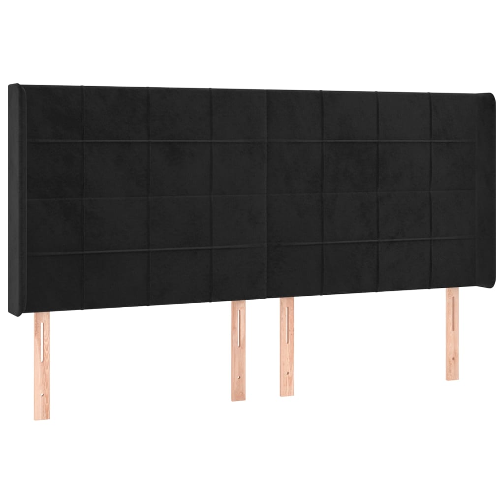 vidaXL Κρεβάτι Boxspring με Στρώμα & LED Μαύρο 200x200 εκ. Βελούδινο