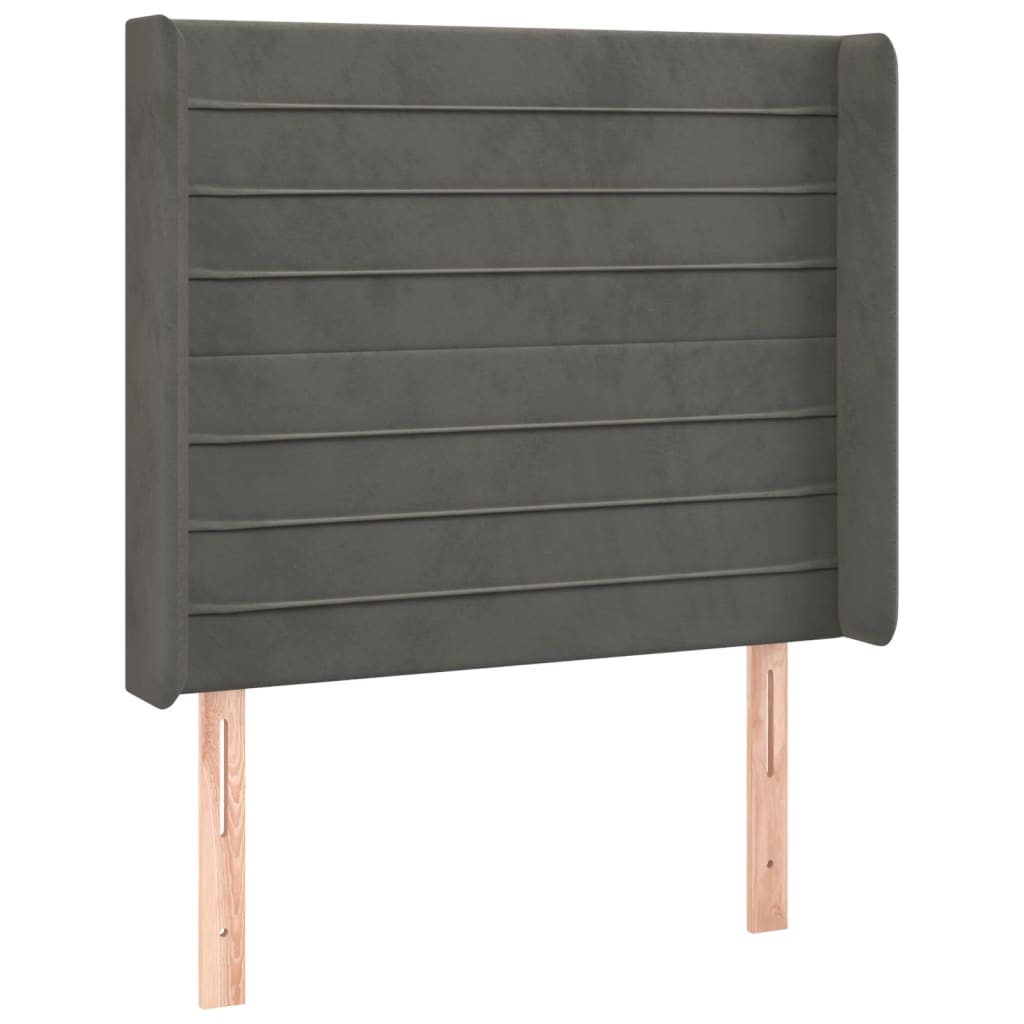 vidaXL Κρεβάτι Boxspring με Στρώμα & LED Σκ. Γκρι 80x200 εκ. Βελούδινο