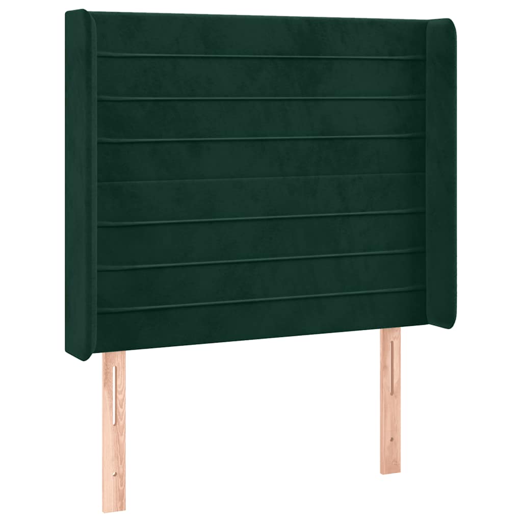 vidaXL Κρεβάτι Boxspring με Στρώμα & LED Σκ. Πράσινο 80x200 εκ Βελούδο