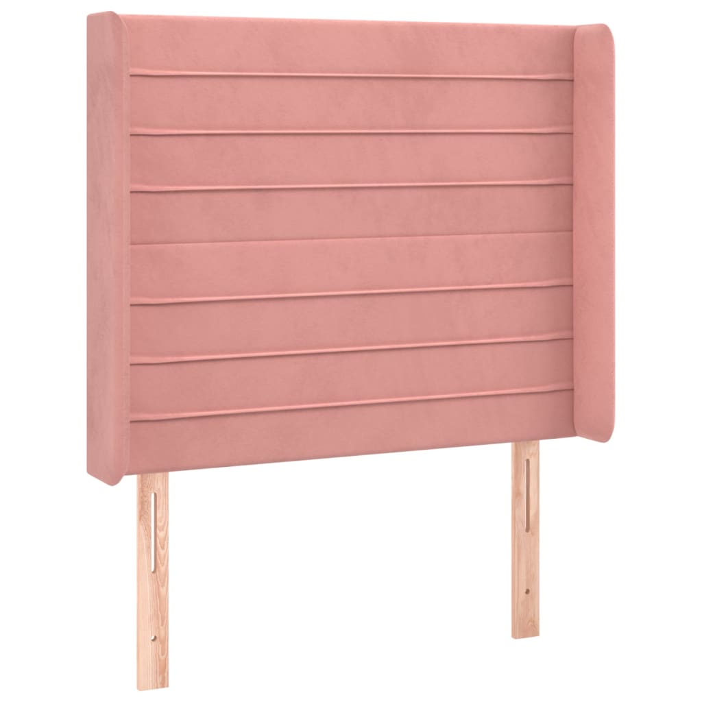 vidaXL Κρεβάτι Boxspring με Στρώμα & LED Ροζ 90x190 εκ. Βελούδινο