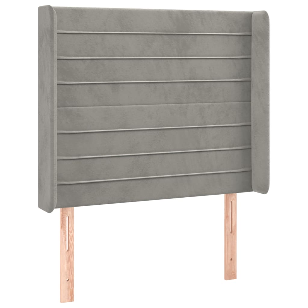 vidaXL Κρεβάτι Boxspring με Στρώμα & LED Αν.Γκρι 90x200 εκ. Βελούδινο