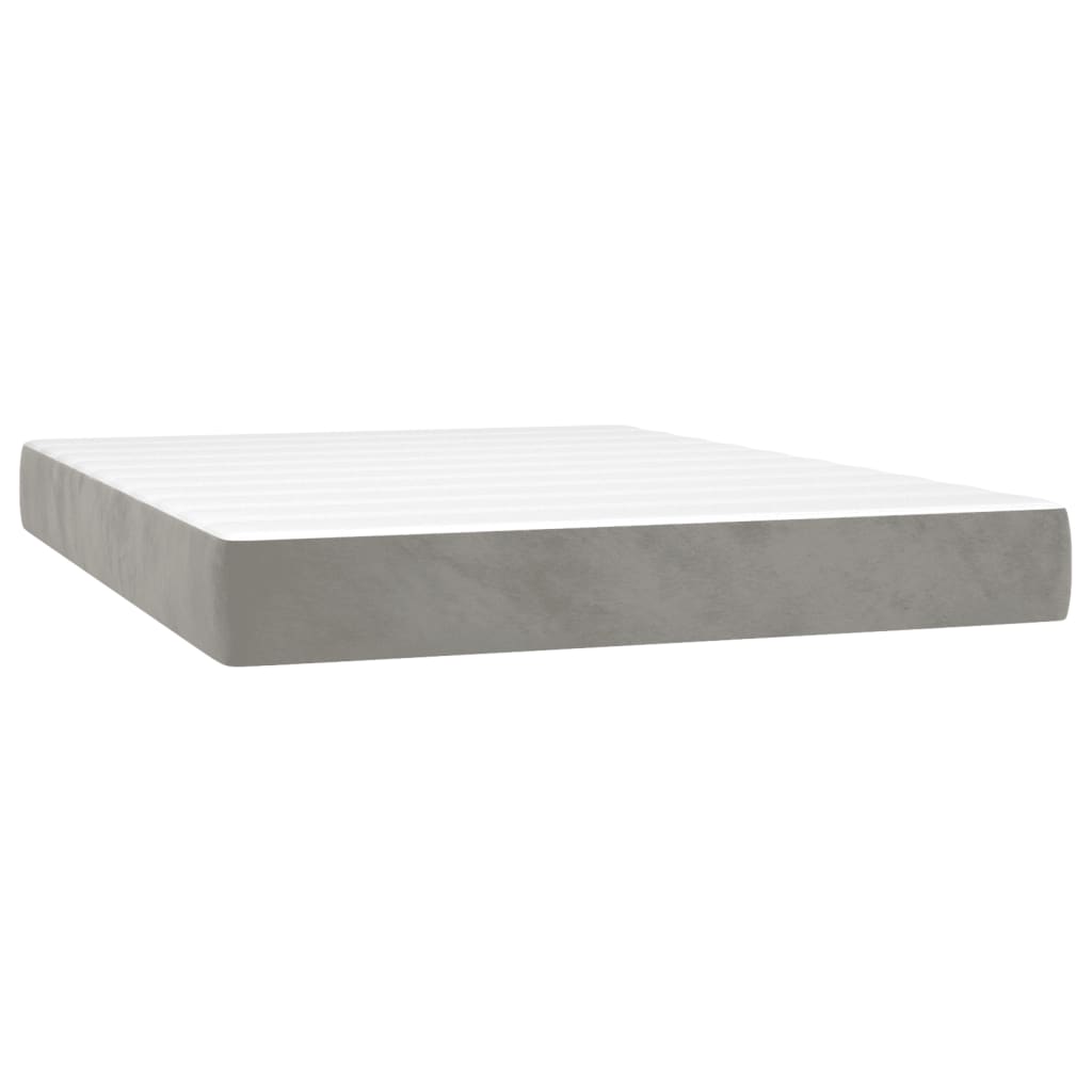 vidaXL Κρεβάτι Boxspring με Στρώμα&LED Αν. Γκρι 140x190 εκ. Βελούδινο