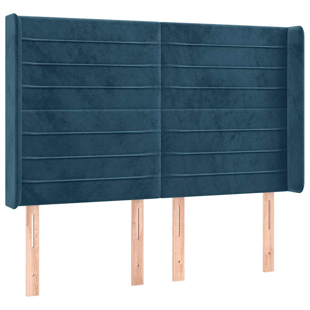 vidaXL Κρεβάτι Boxspring με Στρώμα & LED Σκ. Μπλε 140x190εκ. Βελούδινο