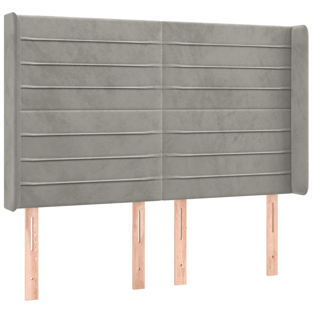 vidaXL Κρεβάτι Boxspring με Στρώμα & LED Αν.Γκρι 140x200 εκ. Βελούδινο