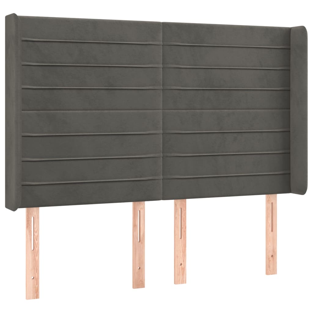 vidaXL Κρεβάτι Boxspring με Στρώμα & LED Σκ. Γκρι 140x200εκ. Βελούδινο