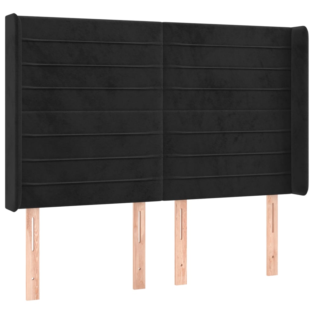 vidaXL Κρεβάτι Boxspring με Στρώμα & LED Μαύρο 140x200 εκ. Βελούδινο