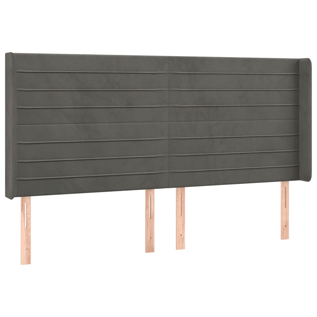 vidaXL Κρεβάτι Boxspring με Στρώμα & LED Σκ. Γκρι 160x200εκ. Βελούδινο