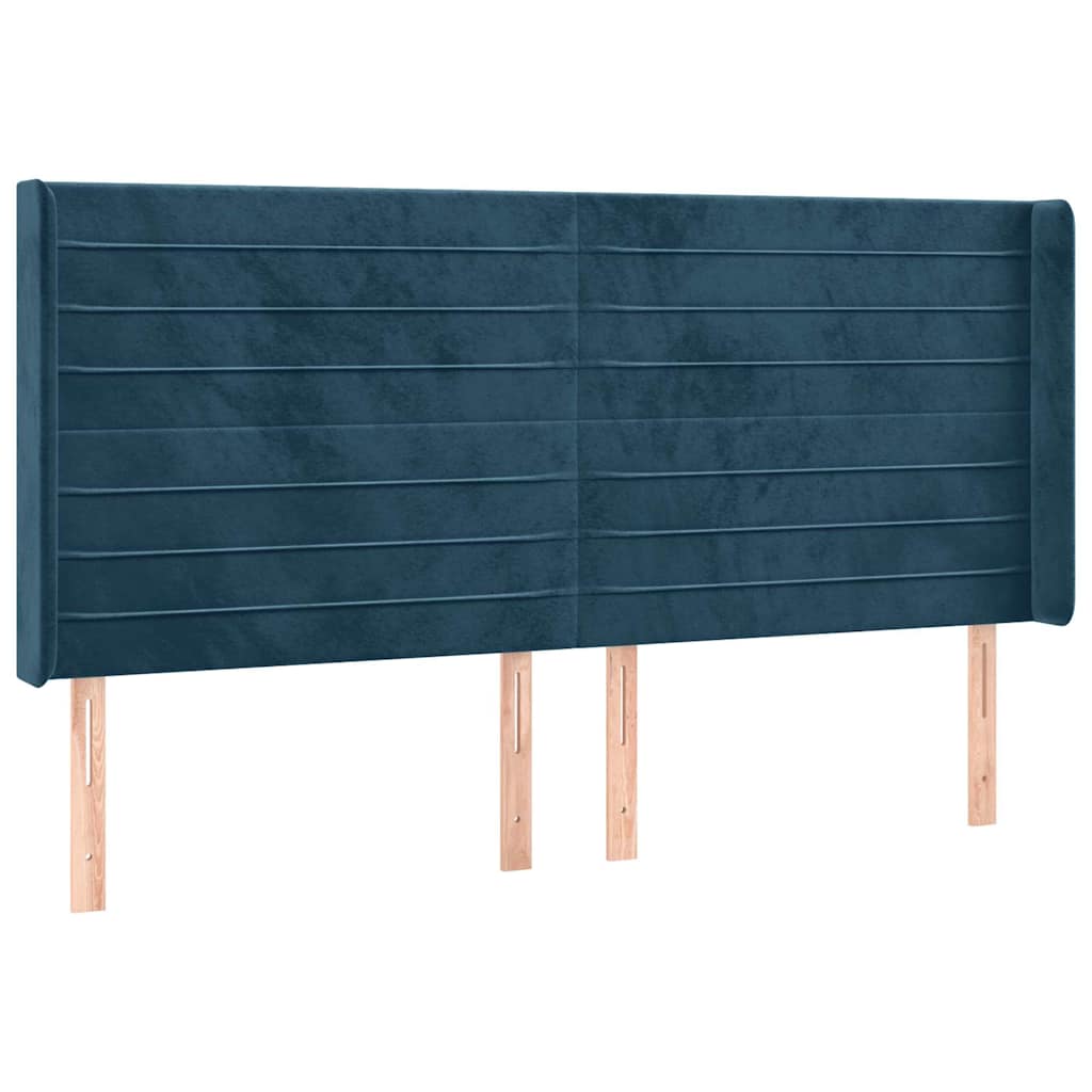 vidaXL Κρεβάτι Boxspring με Στρώμα & LED Σκ. Μπλε 160x200εκ. Βελούδινο
