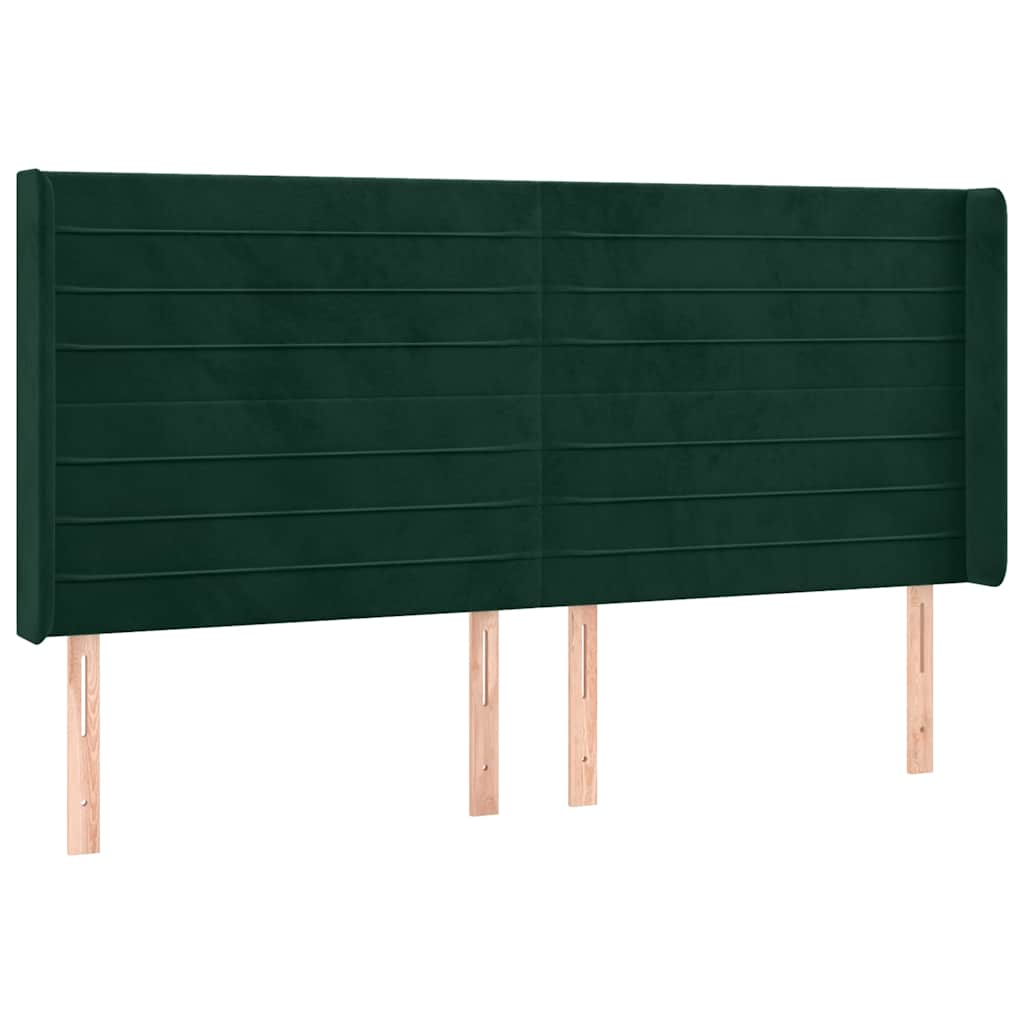vidaXL Κρεβάτι Boxspring με Στρώμα & LED Σκ. Πράσινο 180x200εκ Βελούδο