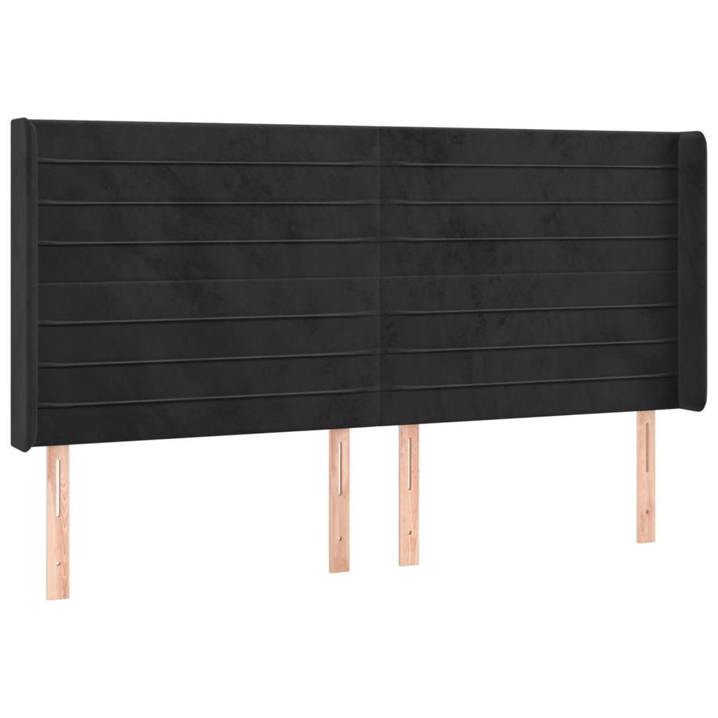 vidaXL Κρεβάτι Boxspring με Στρώμα & LED Μαύρο 200x200 εκ. Βελούδινο