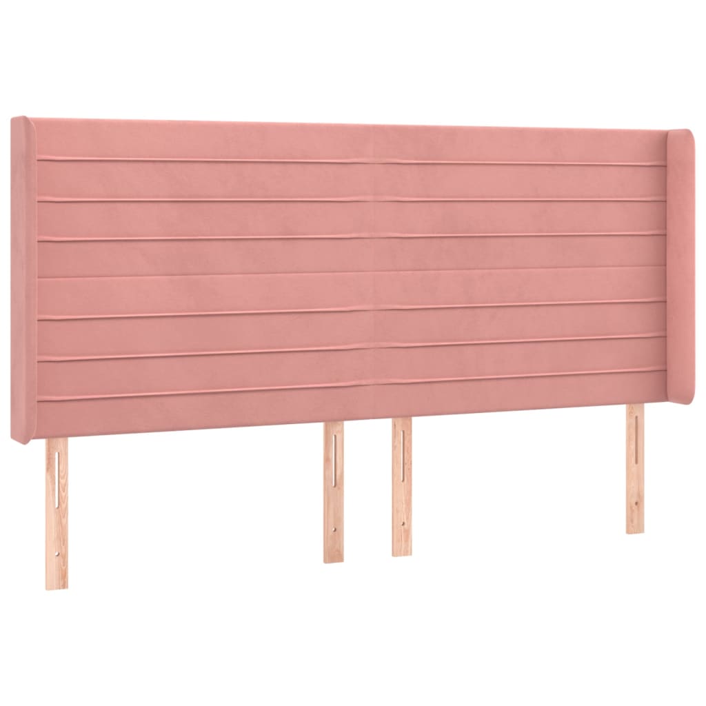 vidaXL Κρεβάτι Boxspring με Στρώμα & LED Ροζ 200x200 εκ. Βελούδινο