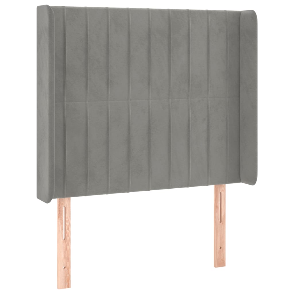 vidaXL Κρεβάτι Boxspring με Στρώμα & LED Αν.Γκρι 80x200 εκ. Βελούδινο