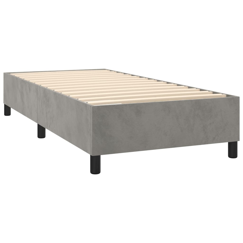 vidaXL Κρεβάτι Boxspring με Στρώμα & LED Αν.Γκρι 90x190 εκ. Βελούδινο