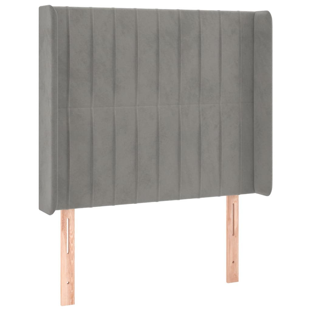vidaXL Κρεβάτι Boxspring με Στρώμα & LED Αν.Γκρι 90x190 εκ. Βελούδινο
