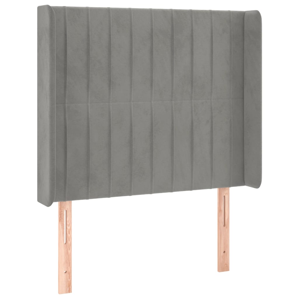 vidaXL Κρεβάτι Boxspring με Στρώμα & LED Αν.Γκρι 90x200 εκ. Βελούδινο