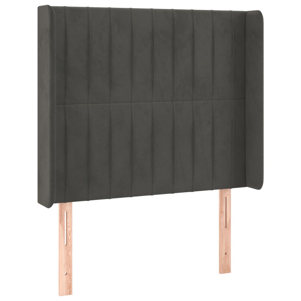 vidaXL Κρεβάτι Boxspring με Στρώμα & LED Σκ. Γκρι 90x200 εκ. Βελούδινο