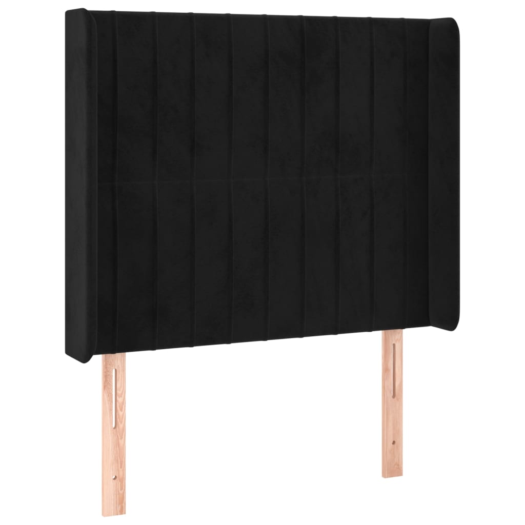 vidaXL Κρεβάτι Boxspring με Στρώμα & LED Μαύρο 100x200 εκ. Βελούδινο