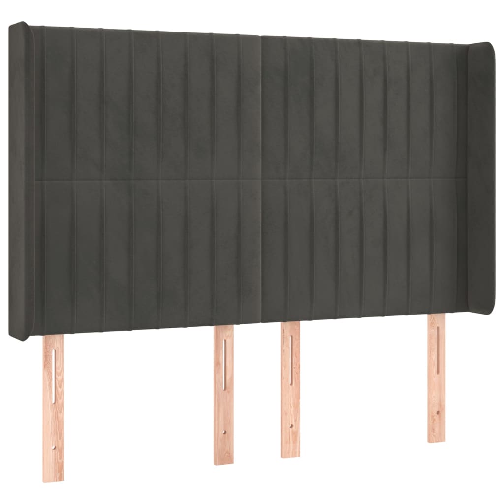 vidaXL Κρεβάτι Boxspring με Στρώμα & LED Σκ. Γκρι 140x190εκ. Βελούδινο