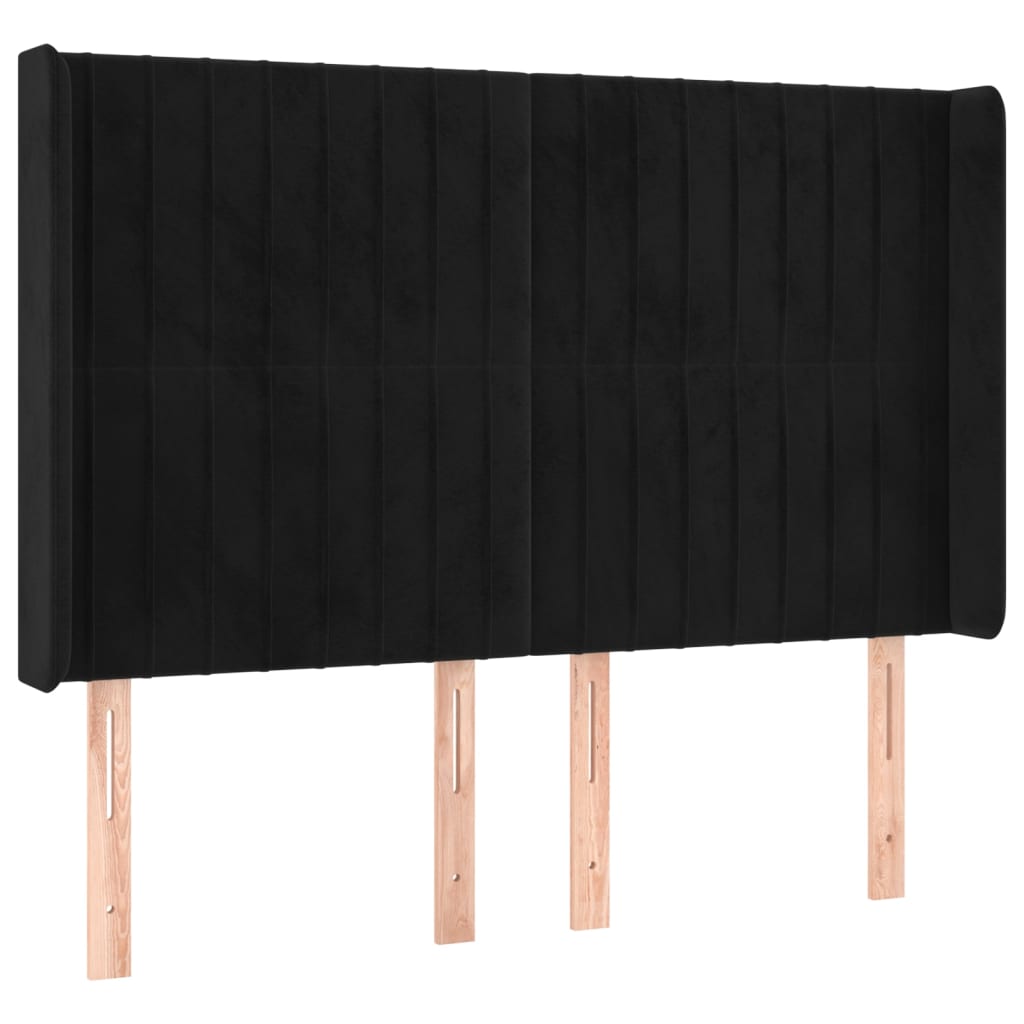 vidaXL Κρεβάτι Boxspring με Στρώμα & LED Μαύρο 140x200 εκ. Βελούδινο