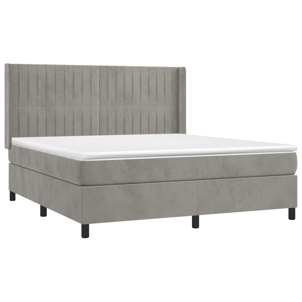 vidaXL Κρεβάτι Boxspring με Στρώμα & LED Αν.Γκρι 160x200 εκ. Βελούδινο