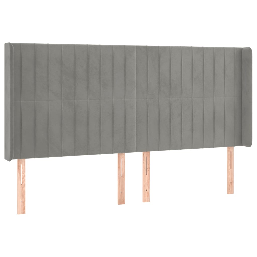 vidaXL Κρεβάτι Boxspring με Στρώμα & LED Αν.Γκρι 160x200 εκ. Βελούδινο