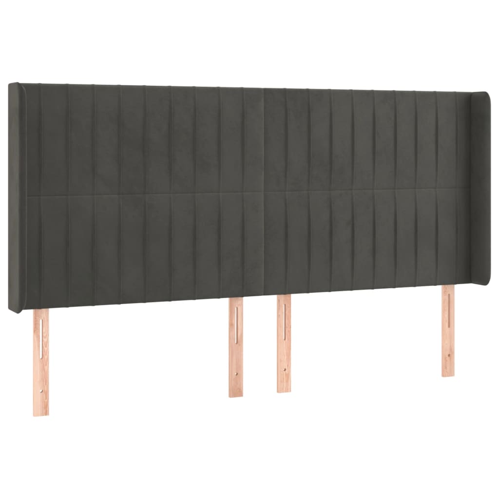 vidaXL Κρεβάτι Boxspring με Στρώμα & LED Σκ. Γκρι 180x200εκ. Βελούδινο