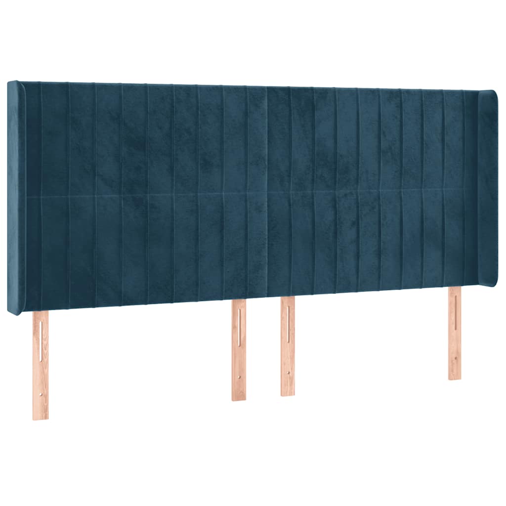 vidaXL Κρεβάτι Boxspring με Στρώμα & LED Σκ. Μπλε 200x200εκ. Βελούδινο