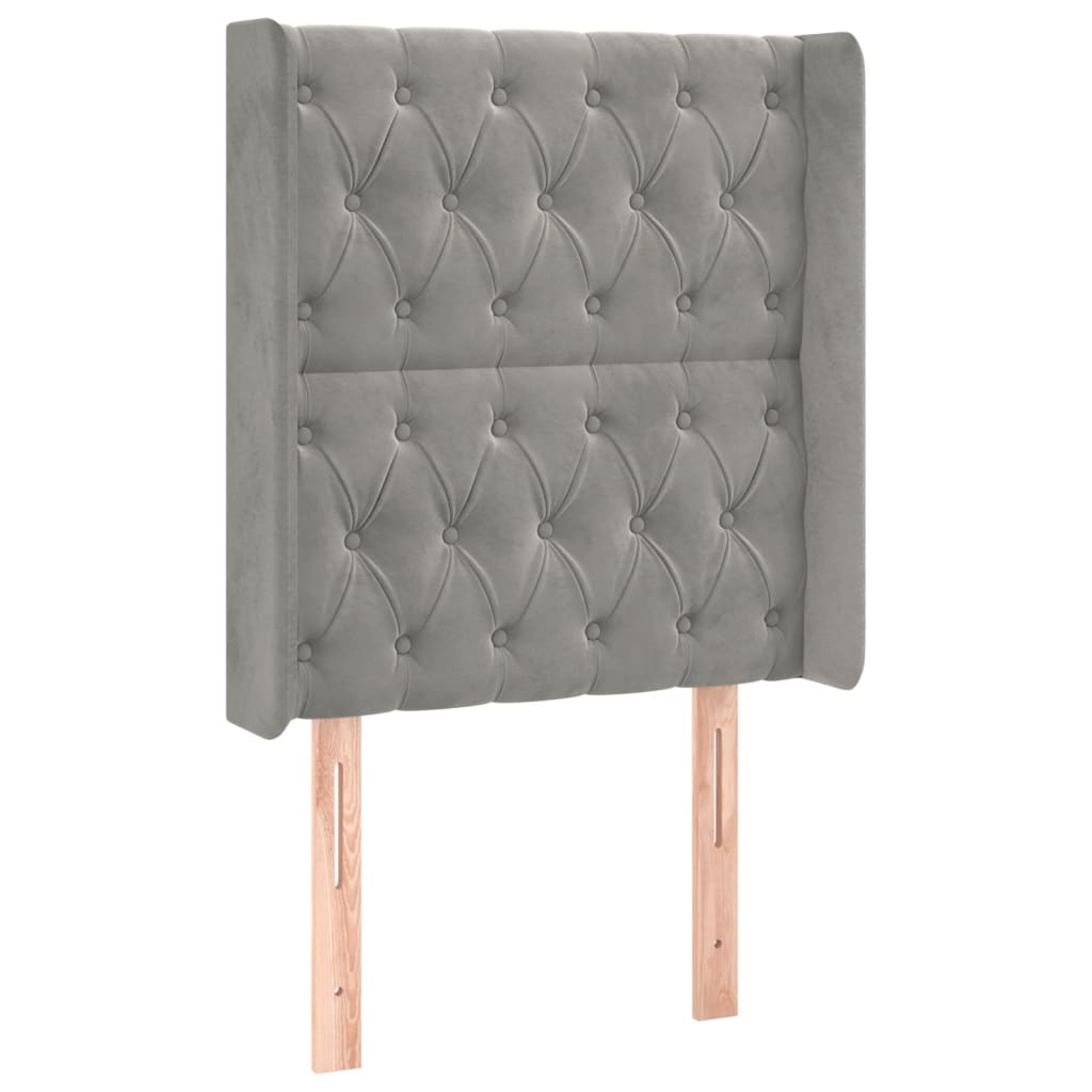 vidaXL Κρεβάτι Boxspring με Στρώμα & LED Αν.Γκρι 80x200 εκ. Βελούδινο