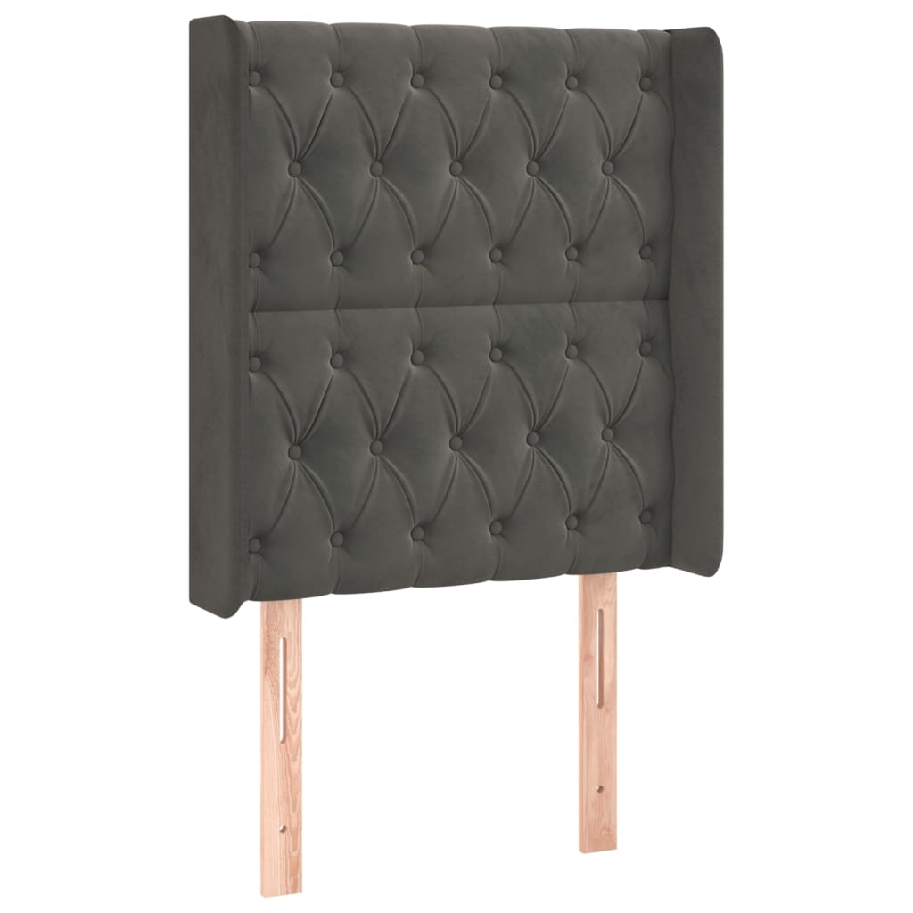 vidaXL Κρεβάτι Boxspring με Στρώμα & LED Σκ. Γκρι 80x200 εκ. Βελούδινο