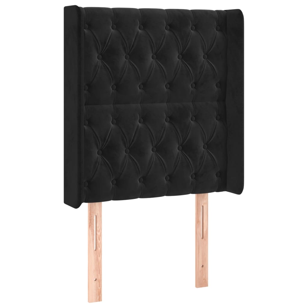 vidaXL Κρεβάτι Boxspring με Στρώμα & LED Μαύρο 80x200 εκ. Βελούδινο