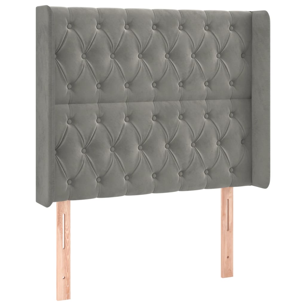 vidaXL Κρεβάτι Boxspring με Στρώμα & LED Αν.Γκρι 90x200 εκ. Βελούδινο