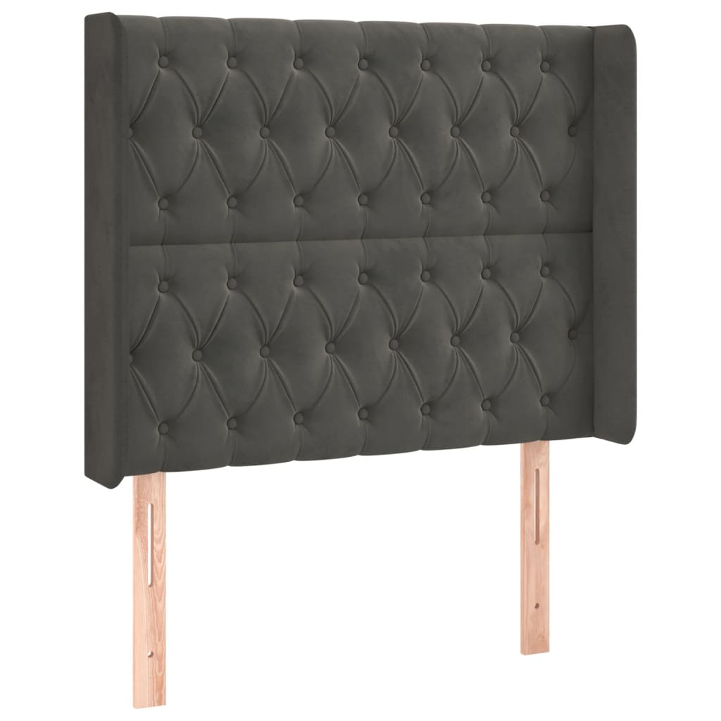vidaXL Κρεβάτι Boxspring με Στρώμα & LED Σκ. Γκρι 90x200 εκ. Βελούδινο