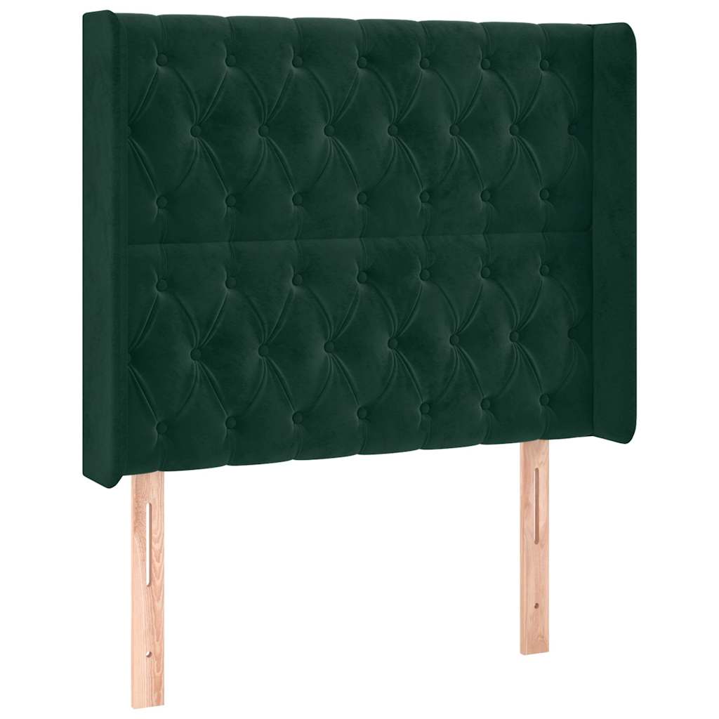 vidaXL Κρεβάτι Boxspring με Στρώμα & LED Σκ. Πράσινο 90x200 εκ Βελούδο