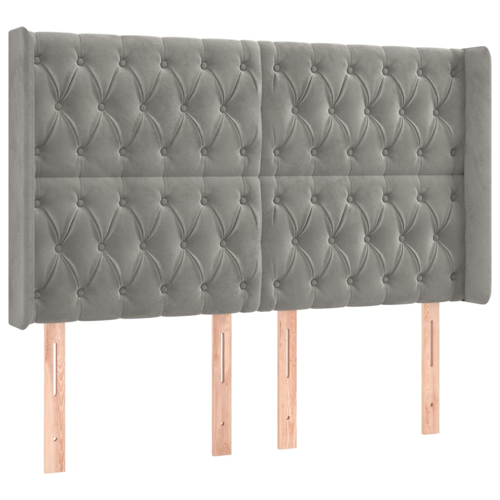 vidaXL Κρεβάτι Boxspring με Στρώμα&LED Αν. Γκρι 140x190 εκ. Βελούδινο