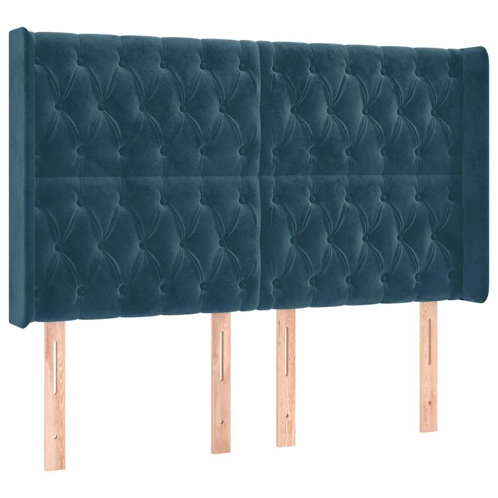 vidaXL Κρεβάτι Boxspring με Στρώμα & LED Σκ. Μπλε 140x190εκ. Βελούδινο