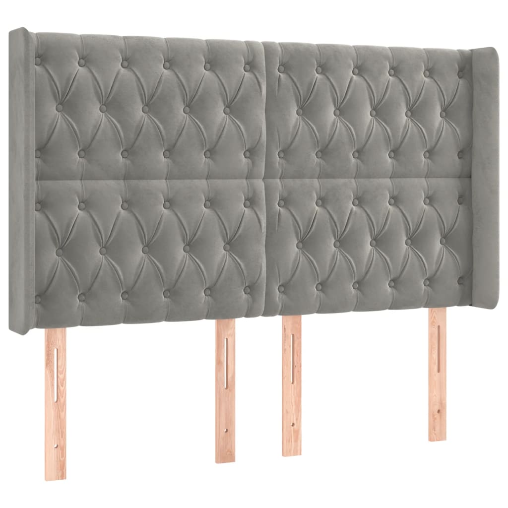 vidaXL Κρεβάτι Boxspring με Στρώμα & LED Αν.Γκρι 160x200 εκ. Βελούδινο