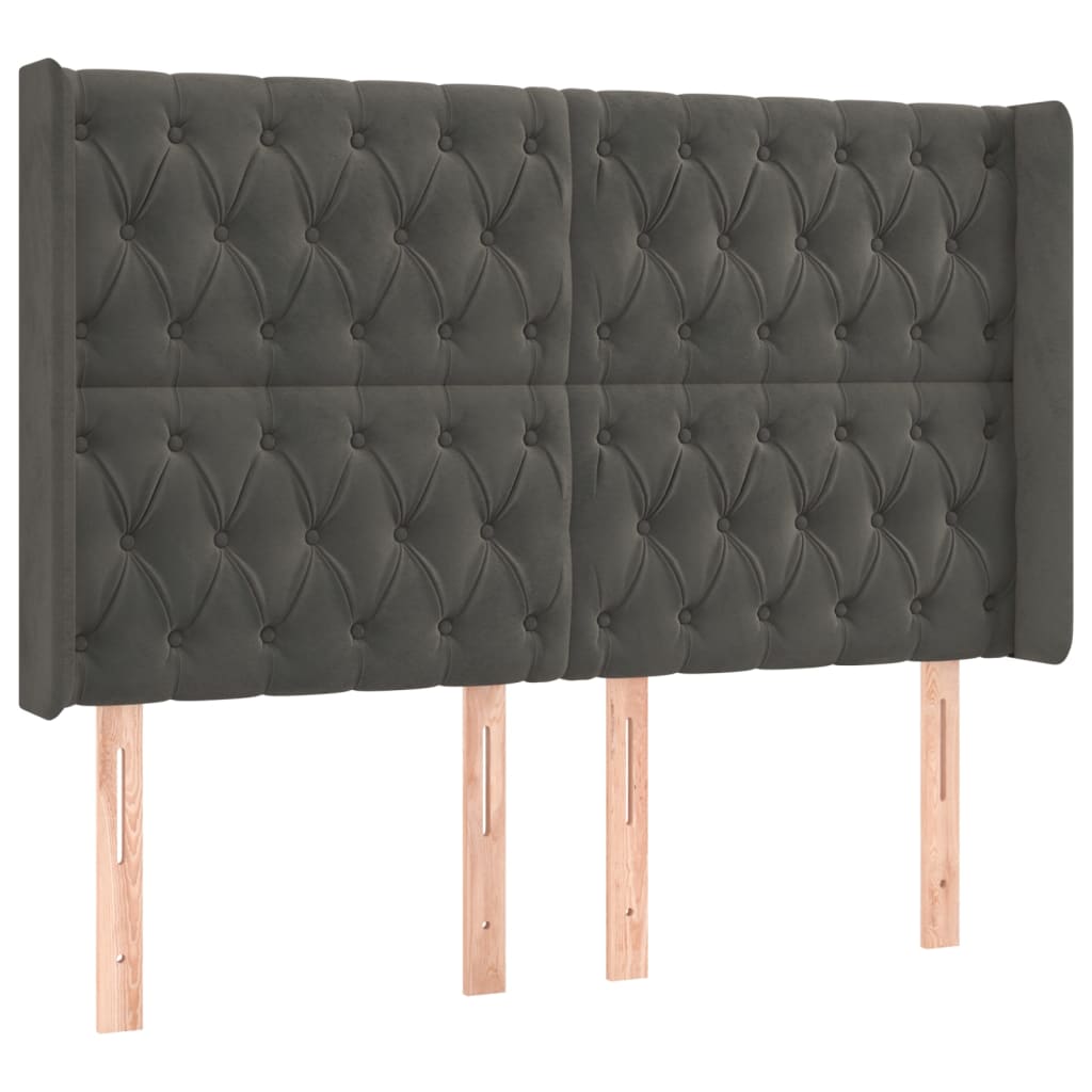 vidaXL Κρεβάτι Boxspring με Στρώμα & LED Σκ. Γκρι 160x200εκ. Βελούδινο
