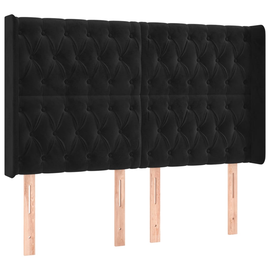 vidaXL Κρεβάτι Boxspring με Στρώμα & LED Μαύρο 160x200 εκ. Βελούδινο