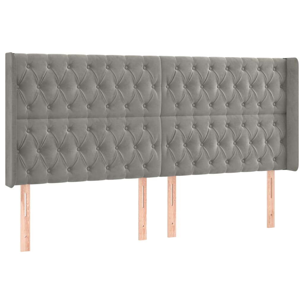 vidaXL Κρεβάτι Boxspring με Στρώμα & LED Αν.Γκρι 180x200 εκ. Βελούδινο