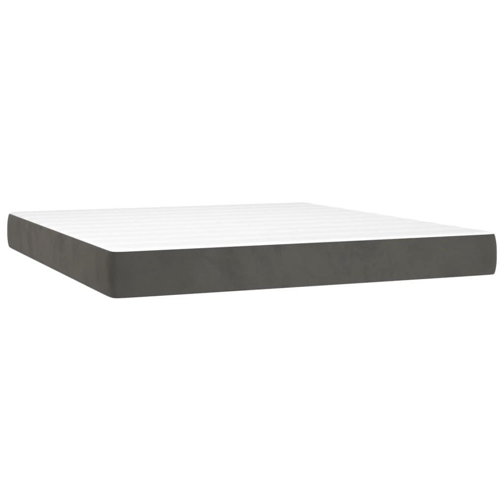 vidaXL Κρεβάτι Boxspring με Στρώμα & LED Σκ. Γκρι 180x200εκ. Βελούδινο