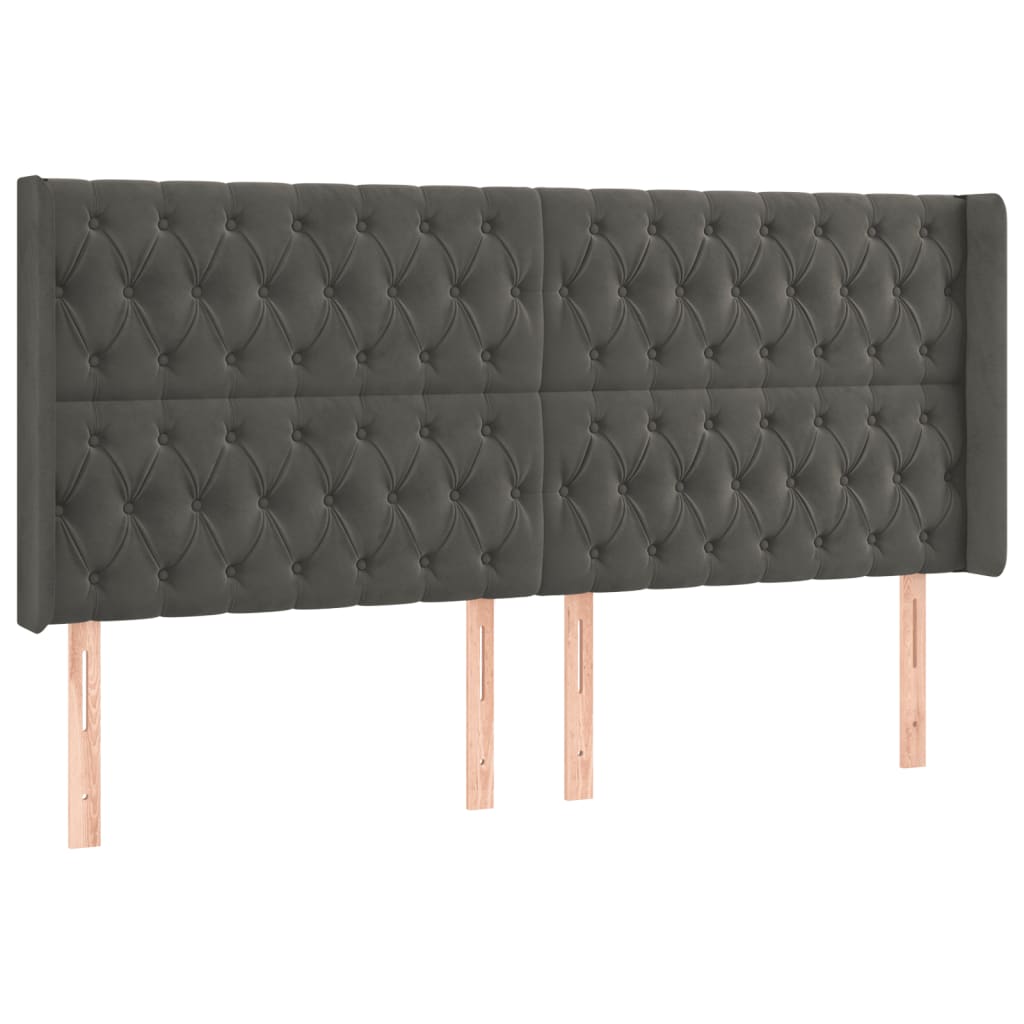 vidaXL Κρεβάτι Boxspring με Στρώμα & LED Σκ. Γκρι 200x200εκ. Βελούδινο