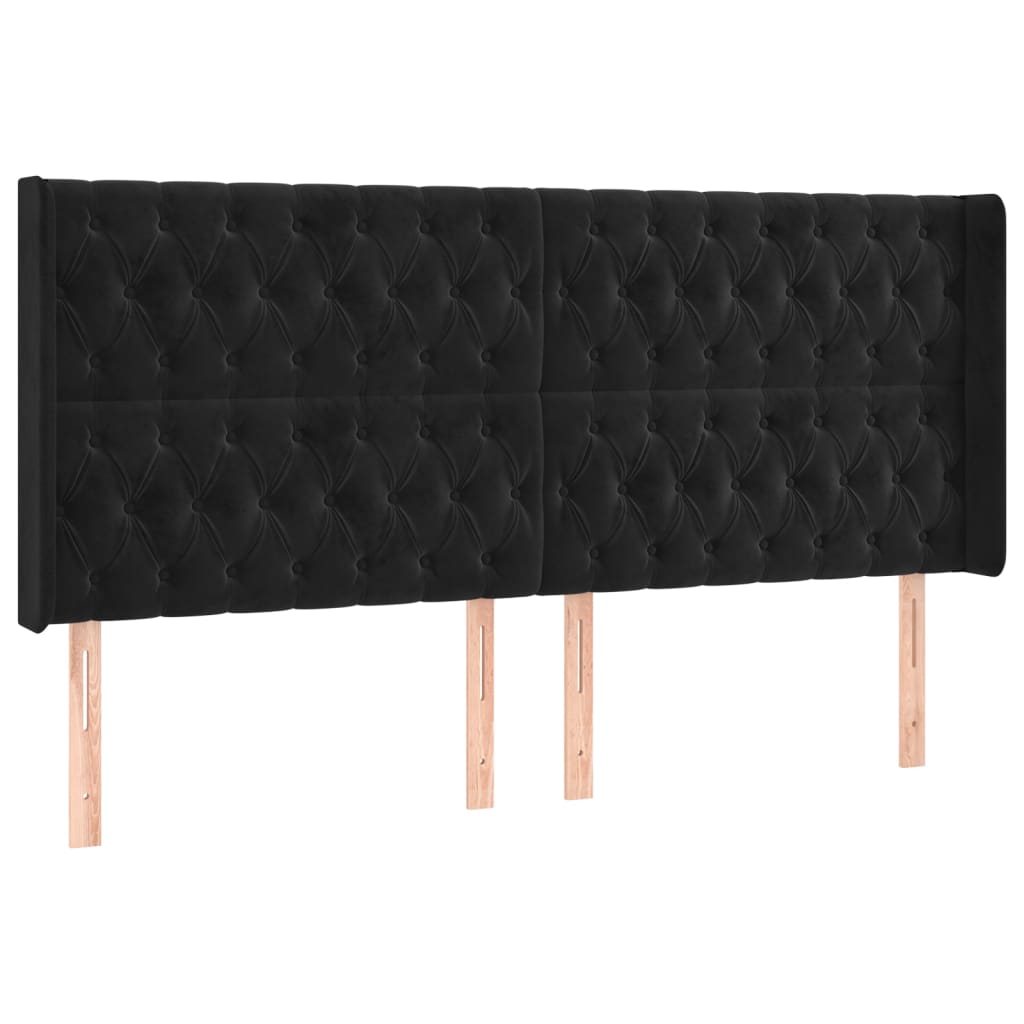 vidaXL Κρεβάτι Boxspring με Στρώμα & LED Μαύρο 200x200 εκ. Βελούδινο