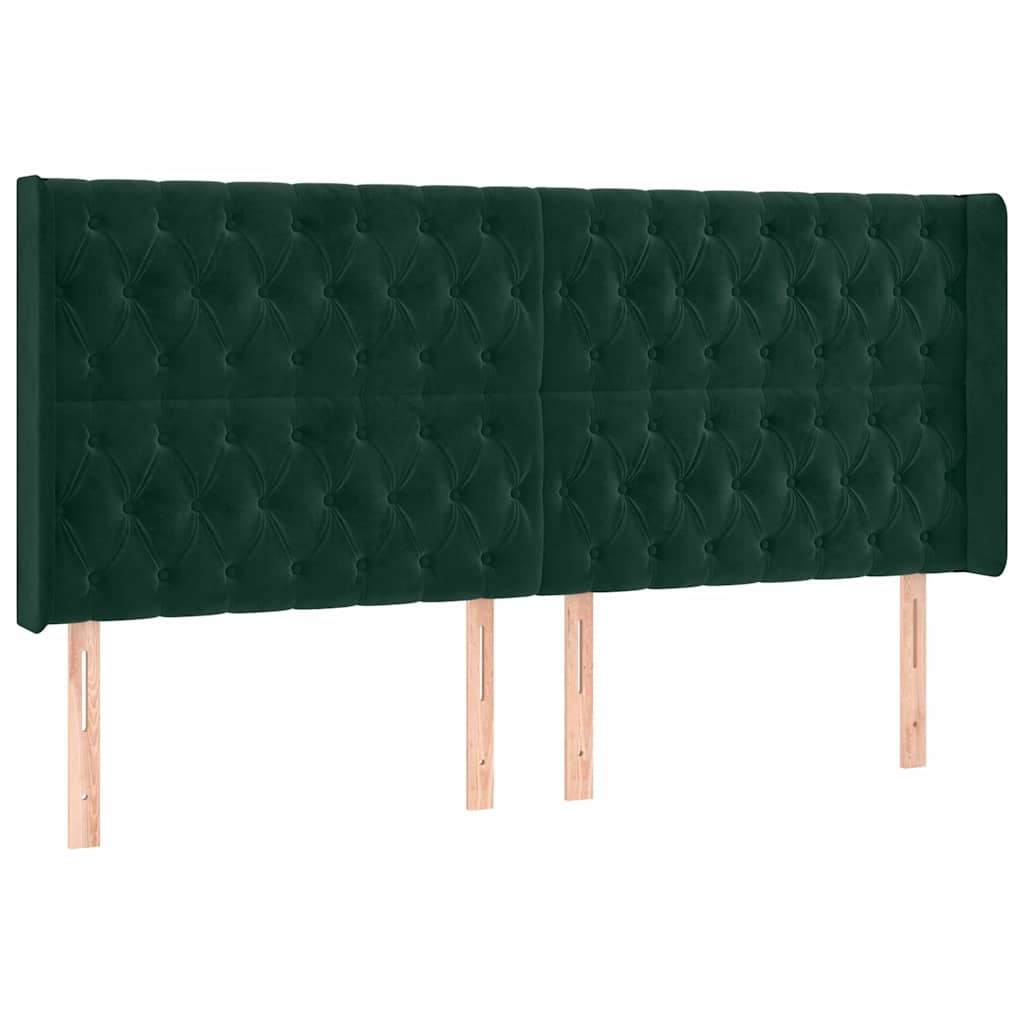 vidaXL Κρεβάτι Boxspring με Στρώμα & LED Σκ. Πράσινο 200x200εκ Βελούδο