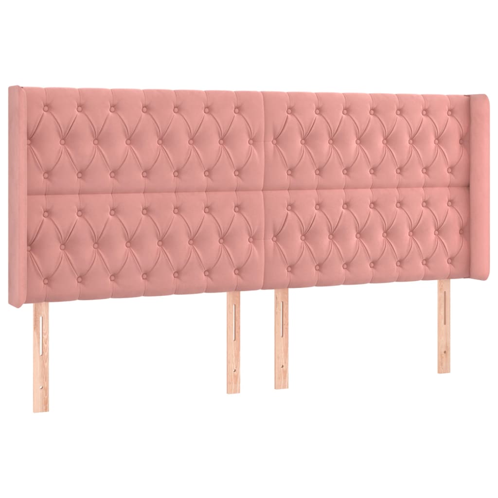 vidaXL Κρεβάτι Boxspring με Στρώμα & LED Ροζ 200x200 εκ. Βελούδινο