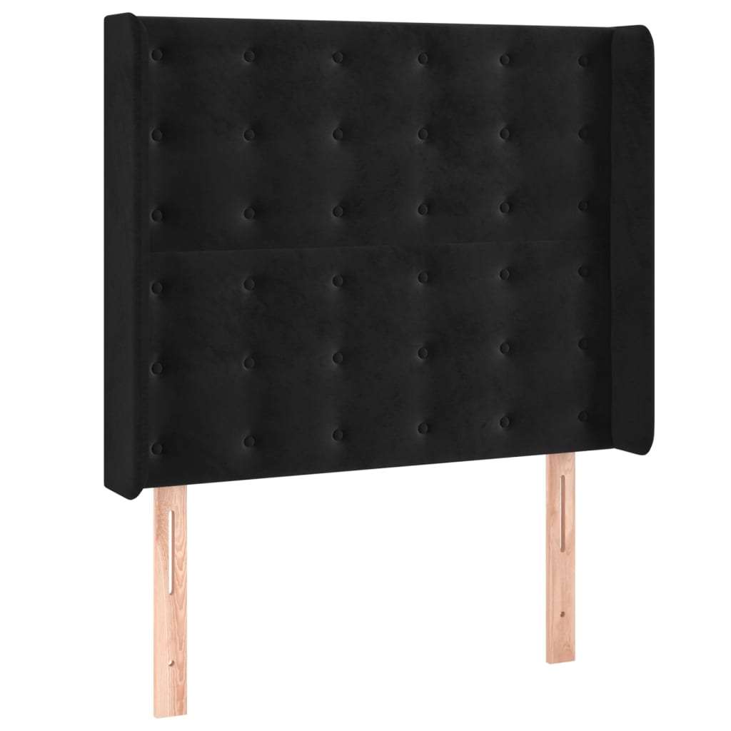 vidaXL Κρεβάτι Boxspring με Στρώμα & LED Μαύρο 80x200 εκ. Βελούδινο
