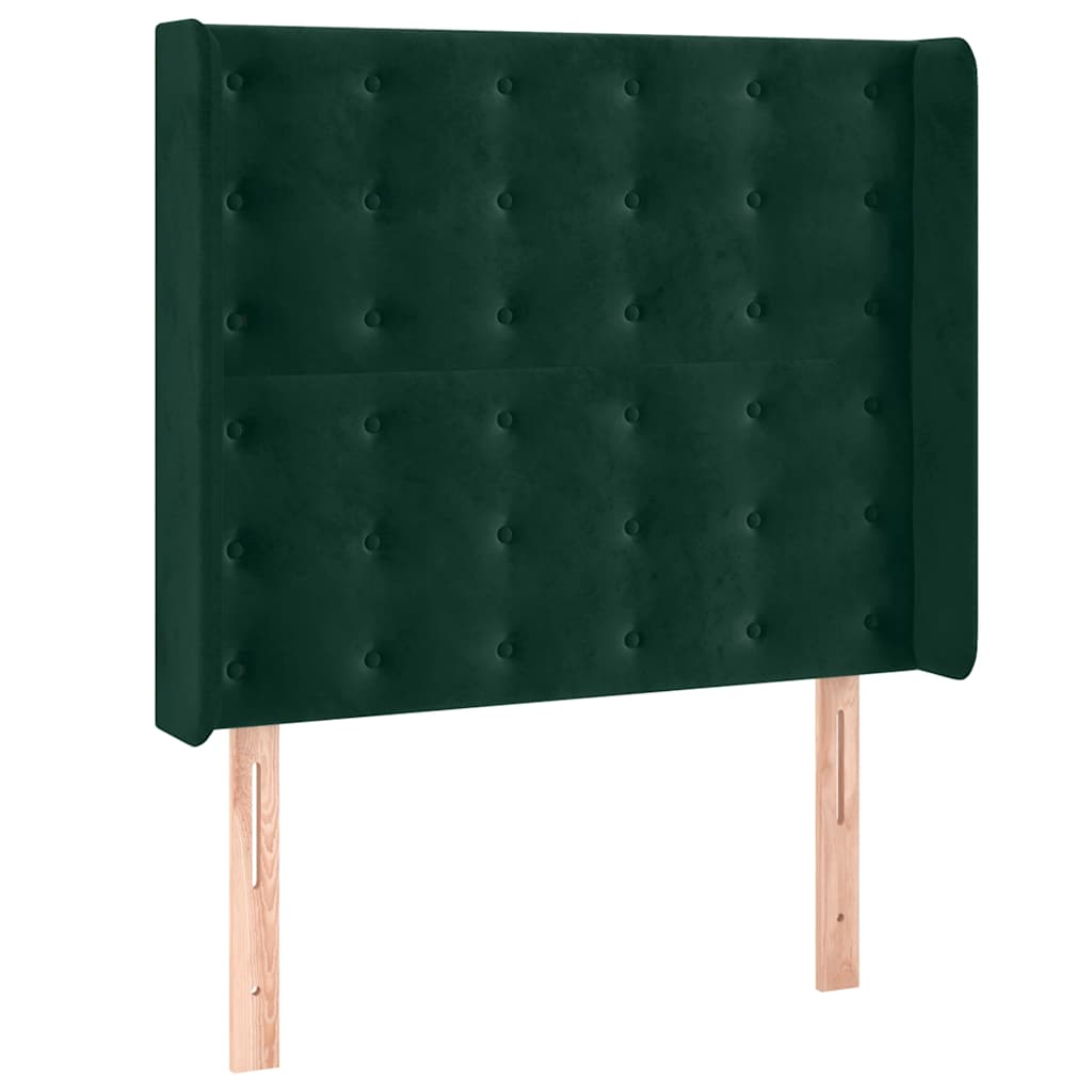 vidaXL Κρεβάτι Boxspring με Στρώμα & LED Σκ. Πράσινο 80x200 εκ Βελούδο